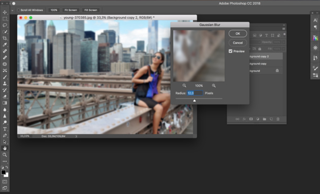 Как в Фотошопе размыть фон
