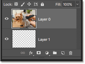 The Layers panel showing that the clipping mask has been released.