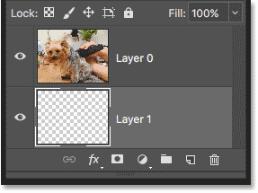 The second layer needed for the clipping mask has been added to the document in Photoshop