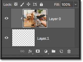 The Layers panel showing the clipping mask, with the top layer clipped to the mask layer below