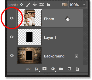Selecting and turning on the top layer in the Layers panel