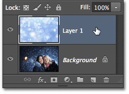 Selecting the top layer in the Layers panel. 