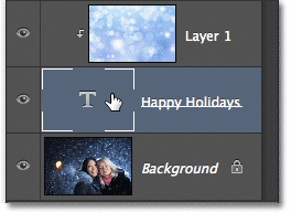 Selecting the Type layer in the Layers panel. 