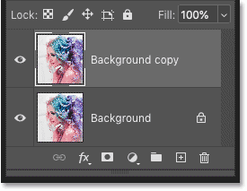 The Layers panel in Photoshop showing the Background copy layer