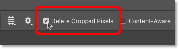 The Delete Cropped Pixels option for the Crop Tool in Photoshop