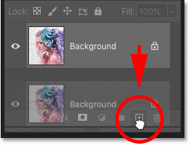 Dragging the Background layer onto the Add New Layer icon in Photoshop