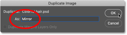 Naming the duplicate image in Photoshop