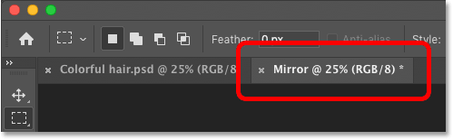 The document tabs in Photoshop