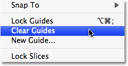 The Clear Guides command in Photoshop. Image © 2008 Photoshop Essentials.com.