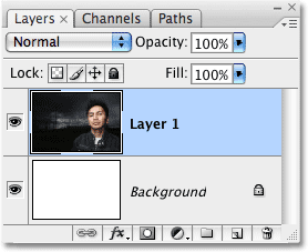 The Layers palette in Photoshop. Image © 2008 Photoshop Essentials.com.