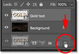 Deleting the text effect from the background document