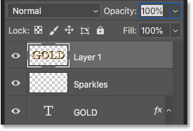 The text effect has been merged onto a single layer