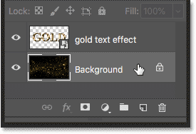 Selecting the Background layer in the Layers panel