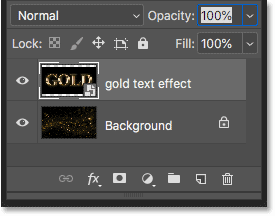 The text effect document has been placed as a smart object above the background