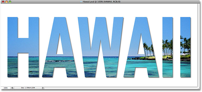 Photoshop image in text effect. Image © 2008 Photoshop Essentials.com.