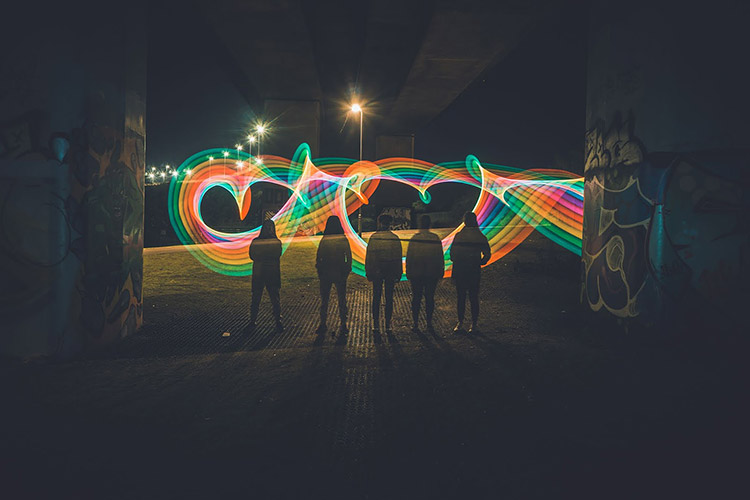 съемка светового граффити ночью