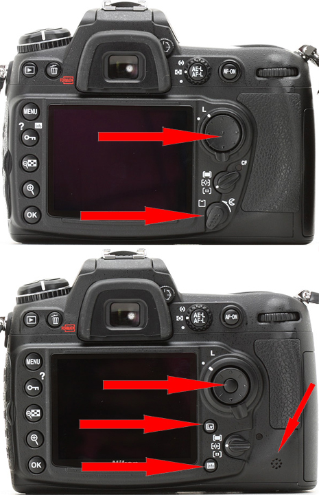 Различия в органах управления Nikon D300, D300s